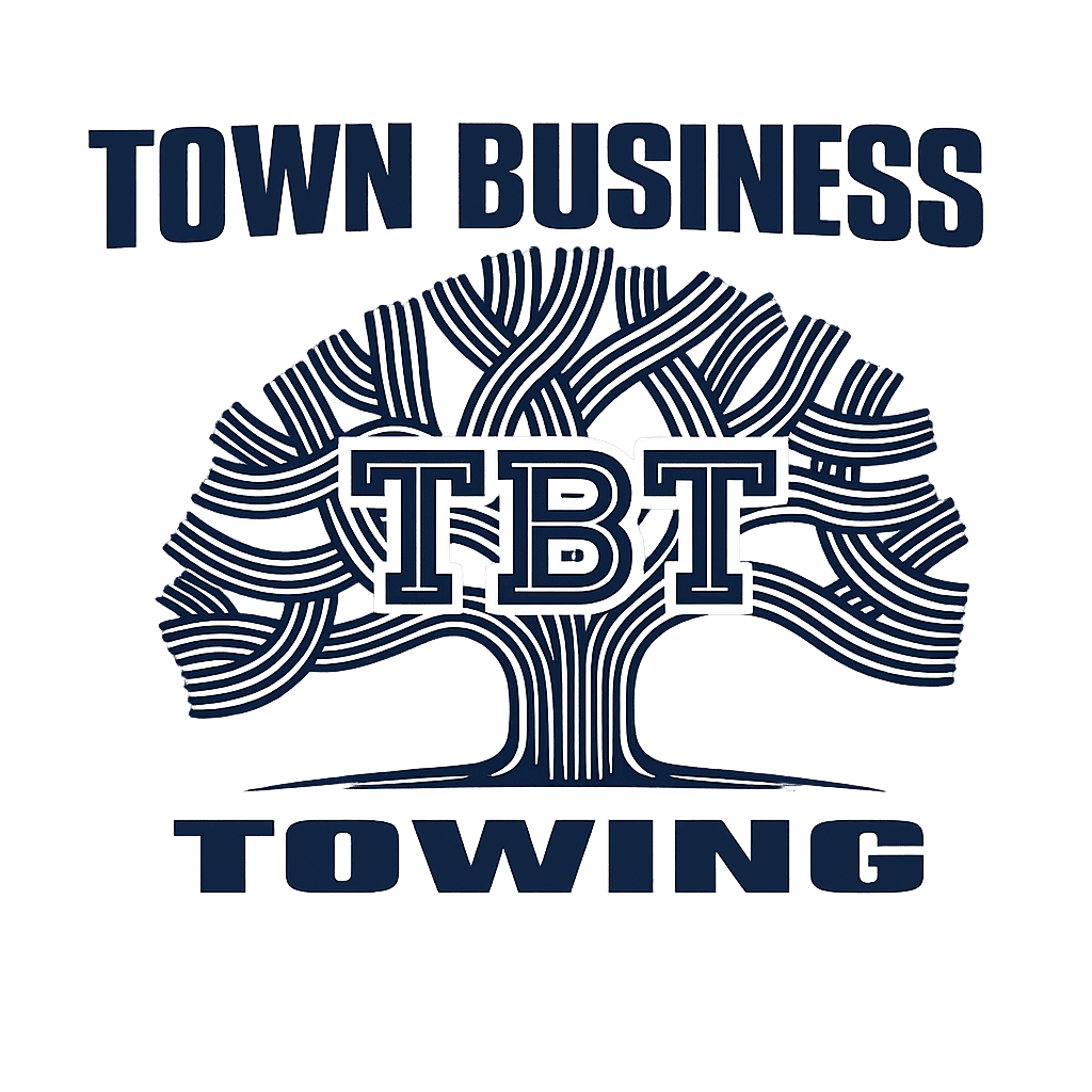 Town Business Towing Logo Black On White